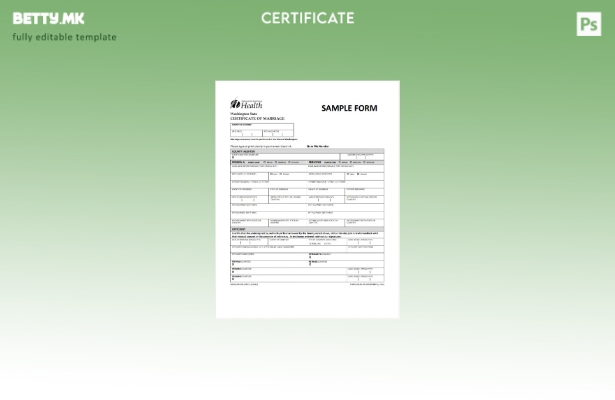 Модерен стил шаблон за потврда за брак од Министерството за здравје на САД